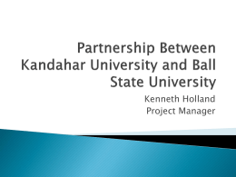 Ball State Partnership with Kandahar University