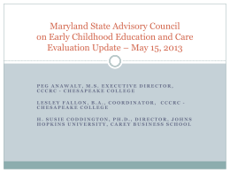 Maryland State Advisory Council on Early Childhood Education and