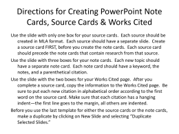 Directions for Creating PowerPoint Note Cards, Source Cards