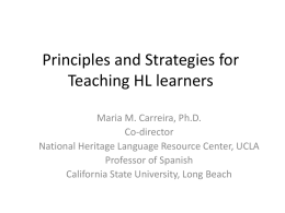 Principles and Strategies for Teaching HL learners