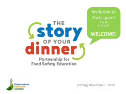 Invitation to health educators—The Story of Your Dinner
