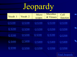 Jeopardy cells - Thomas C. Cario Middle School