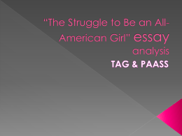 *The Struggle to Be an All-American Girl* essay analysis
