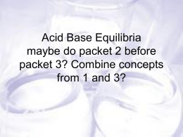 Acid Base Equilibria I