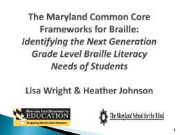 The Maryland Common Core Frameworks for