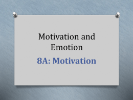 Unit 8: Motivation and Emotion