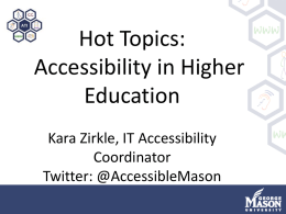 Technology Access In Higher - Assistive Technology Initiative
