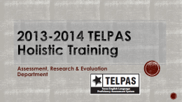 2013-2014 Holistic Rating Training Requirements