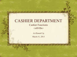 Cashier Functions - Finance and Administrative Services