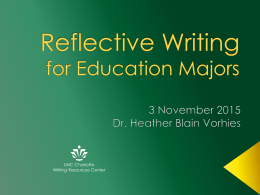 Reflective Writing for Education Majors