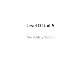Level E Unit 1