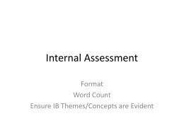 Internal Assessment