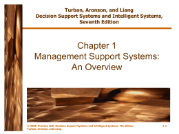 Turban, Aronson, and Liang Decision Support Systems and
