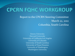 CPCRN FQHC Workgroup Report