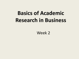 Intro to Business Research