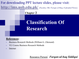 CLASSIFICATION OF RESEARCH