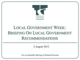 Briefing on Local Government Recommendations