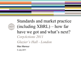 Standards and market practice (including XBRL)