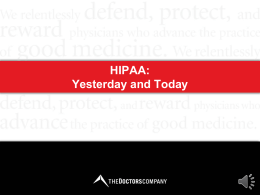 HIPAA: Yesterday and Today