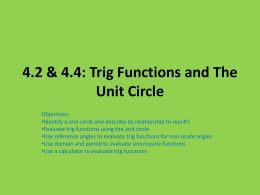 4.2: Trig Functions and The Unit Circle