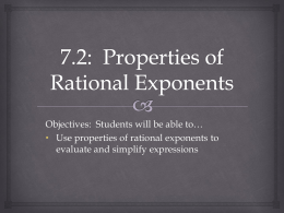 7.2: Properties of Rational Exponents