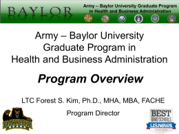 Army-Baylor Program Overview Briefing