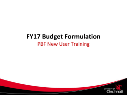 FY17 Budget Formulation - University of Cincinnati