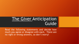 The Giver Anticipation Guide