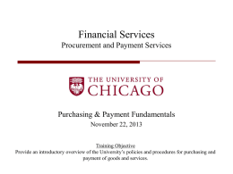 1 - Financial Services at the University of Chicago