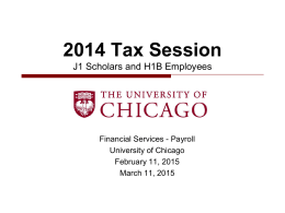 2014 Tax Workshop Presentation - The Office of International Affairs