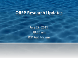 July 22, 2015 ORSP Updates