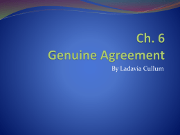 Ch. 6 Genuine Agreement