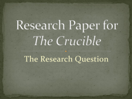 Writing the Research Question