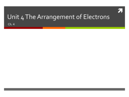 Unit 4 The Arrangement of Electrons