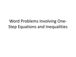 Word Problems Involving One-Step Equations