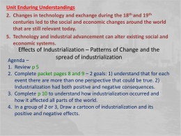 Effects of Industrialization – Patterns of Change and the spread