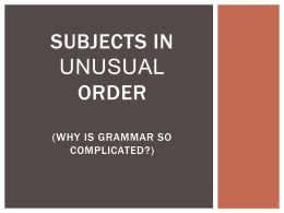 Subjects in Unusual Order