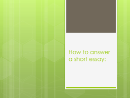 How to answer a short essay: