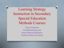 Learning Strategy Instruction in Secondary Special Education
