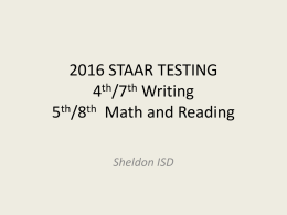 2016 March STAAR Training (Elem and Middle)