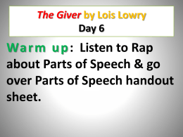 The Giver by Lois Lowry Day 2