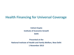 Health Care Financing - National Health Systems Resource Centre