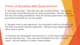 Treaty of Versailles Web Quest Answers