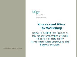 PPT: 2015 Nonresident Alien Tax Workshops