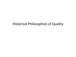 Historical Philosophies of Quality