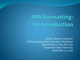 APA Formatting: An Introduction