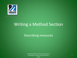 Writing a Method Section: Measures