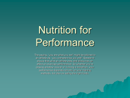 Nutrition for Performance - Bishop Allen Academy Health and