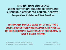 INTERNATIONAL CONFERENCE SOCIAL PROTECTION