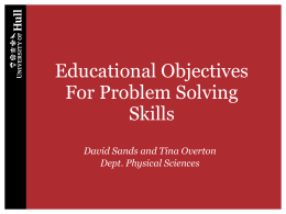 Educational Objectives For Problem Solving